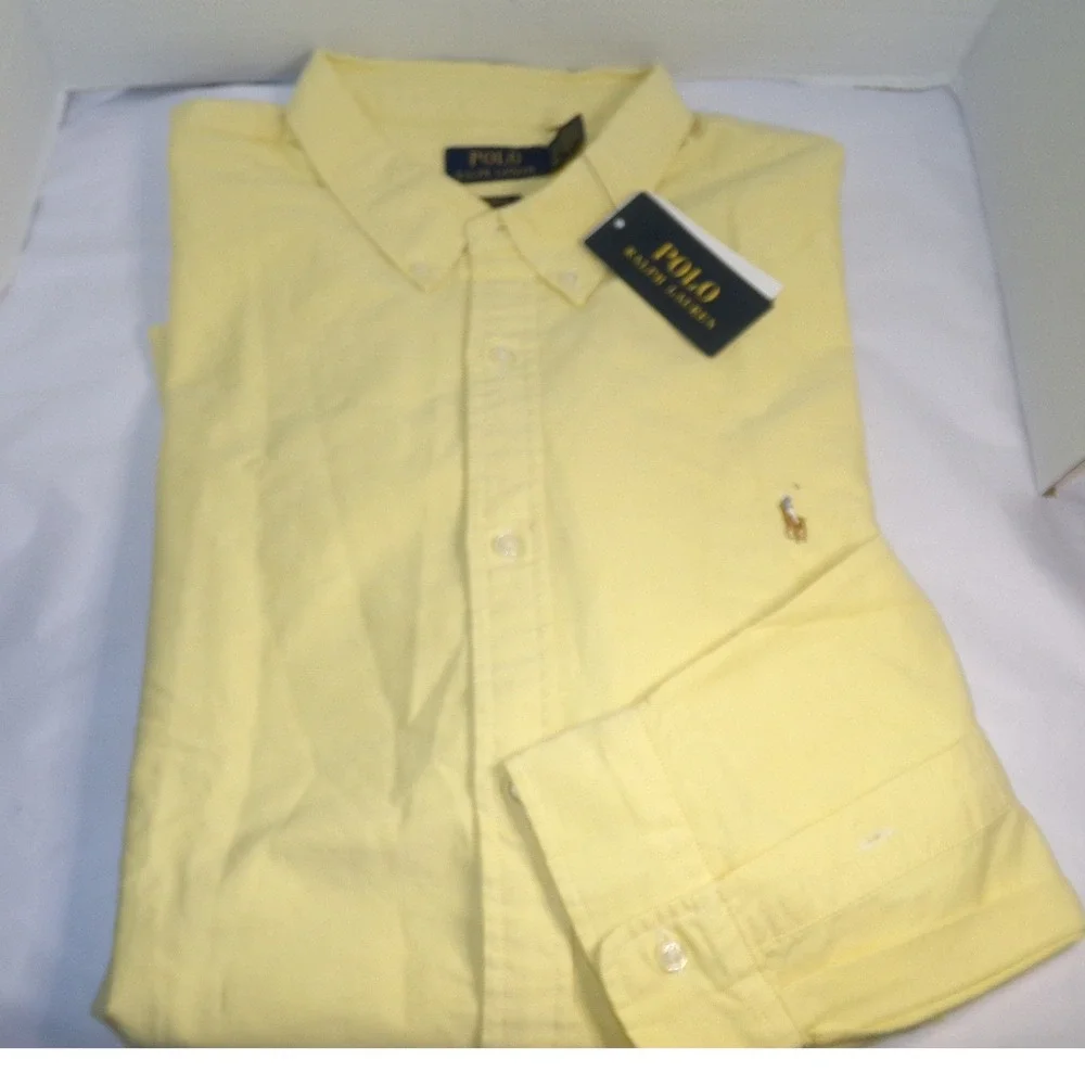 POLO RALPH LAUREN MEN'S L/S BUTTON UP SHIRT~XXL~YELLOW~NWT